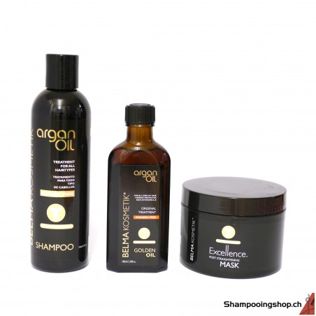 Pack Tanino: Shampoo Argan Oil 250ml + Arganöl 100ml + Maske Excellence 300ml Enzymothétapy