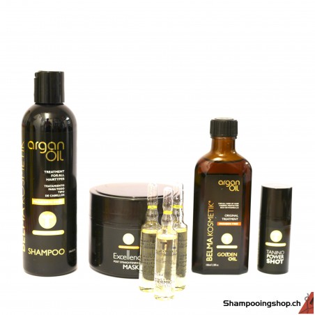 Lotti Tanino Enzymotherapy: Shampoo Argan Oil 250ml + Mask Excellence 300ml + Argan Oil 100ml + Power Shot 15ml + 3  Ampola 10ml