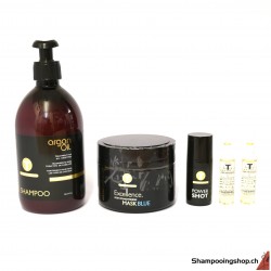 TANINO Enzymotherapy SOS blond intensiv pflege: Shampoo Argan Oil 500ml + Mask Blue + Thermic Oil + Power Shot. Belma Kosmetik