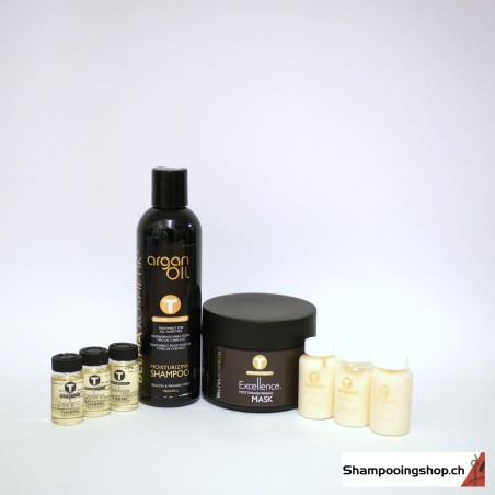 Conditioner TANINO lot: Thermic ampoules + Miracle Oil ampoules + Excellence Mask + Argan Oil Shampoo. Belma Kosmetik