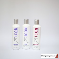 Lot ICON Hydratation et force : shampooing Drench + Conditionneur Free +  Soin Antidote