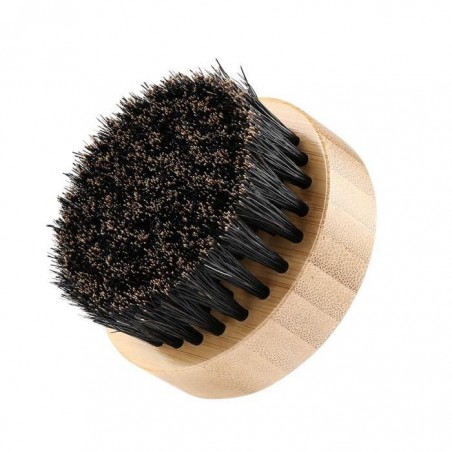 Round wooden brush for beard